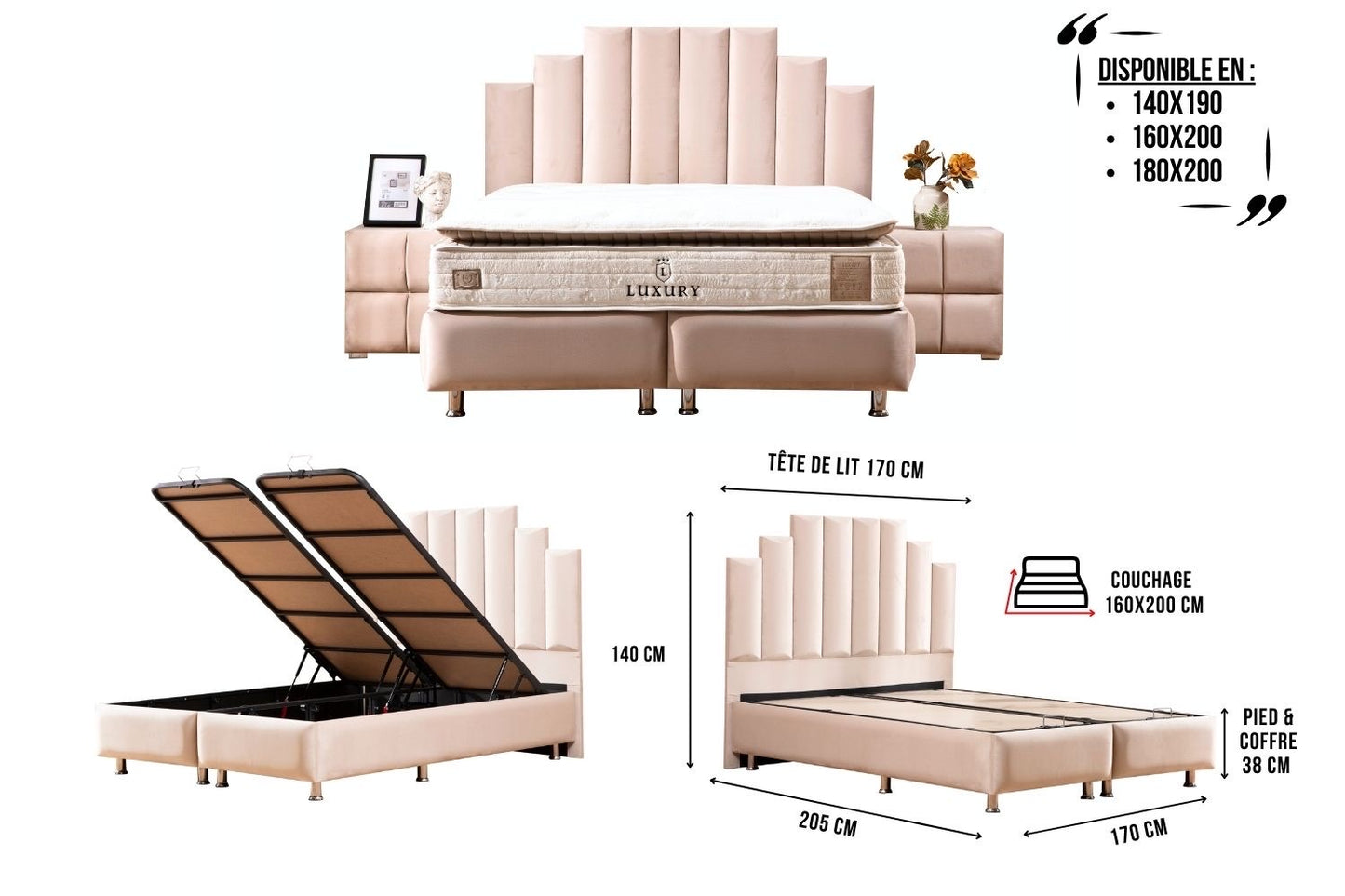 LIT COFFRE Natura Beige