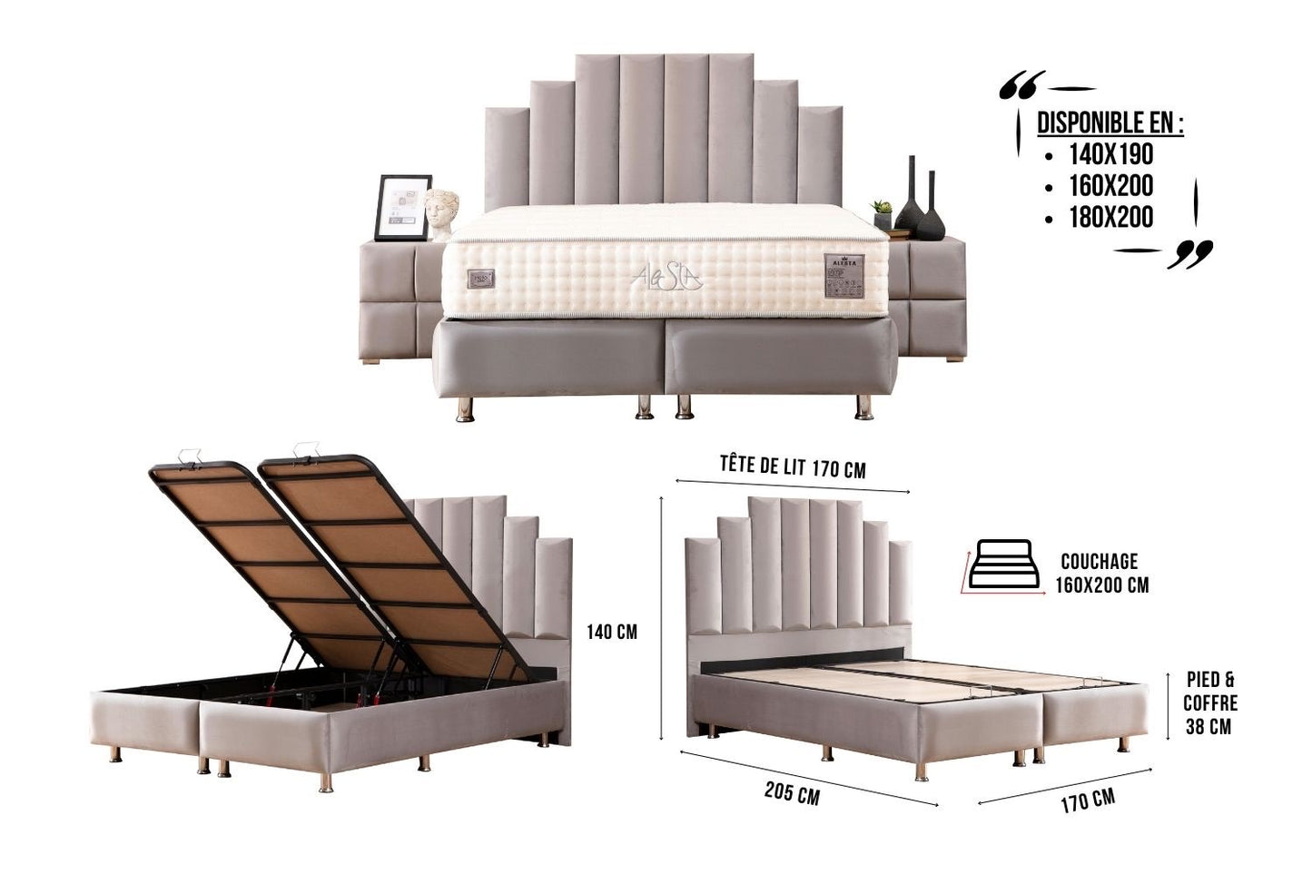 LIT COFFRE Natura Gris