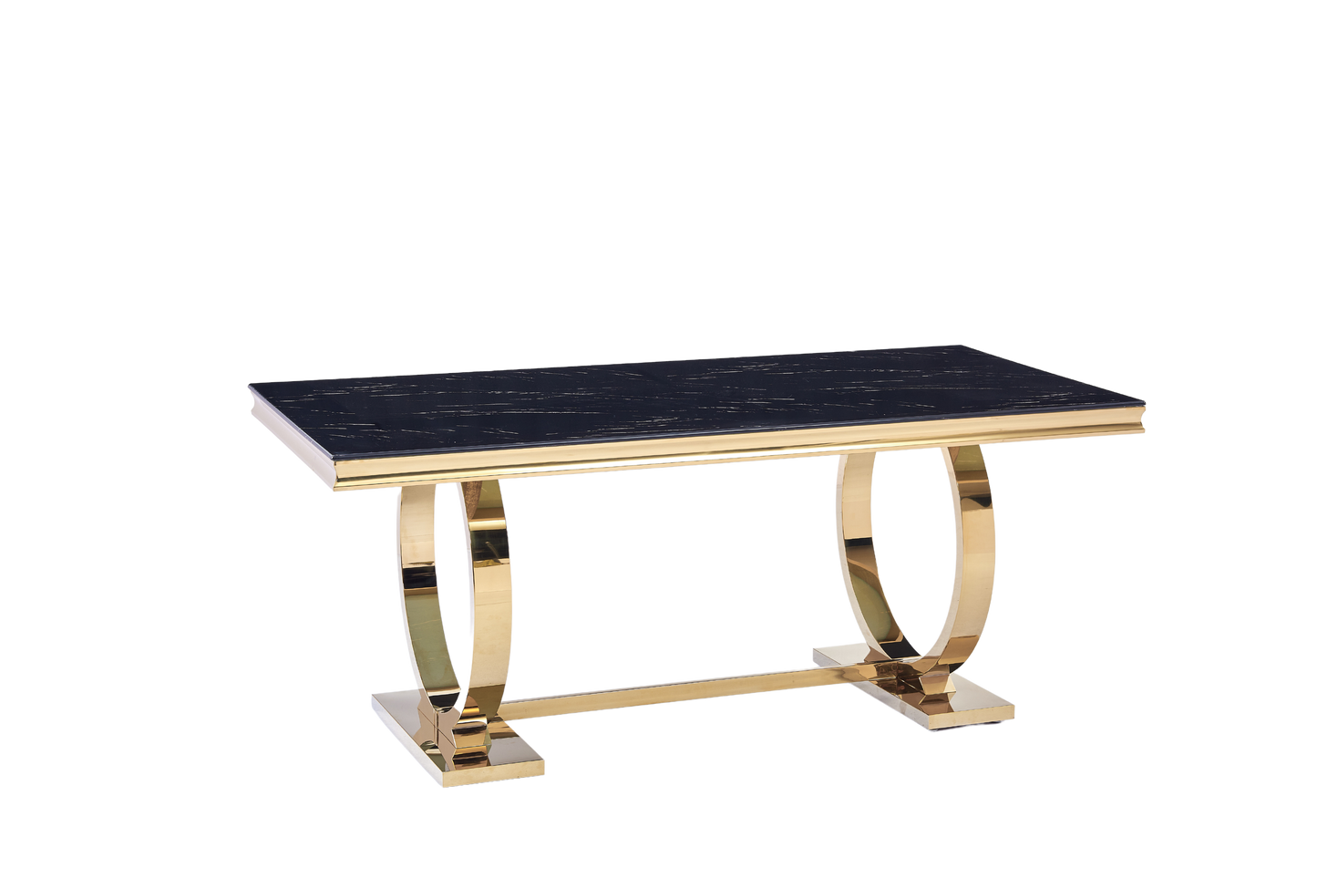 TABLE REPAS OMEGA GOLD MARBRE NOIR