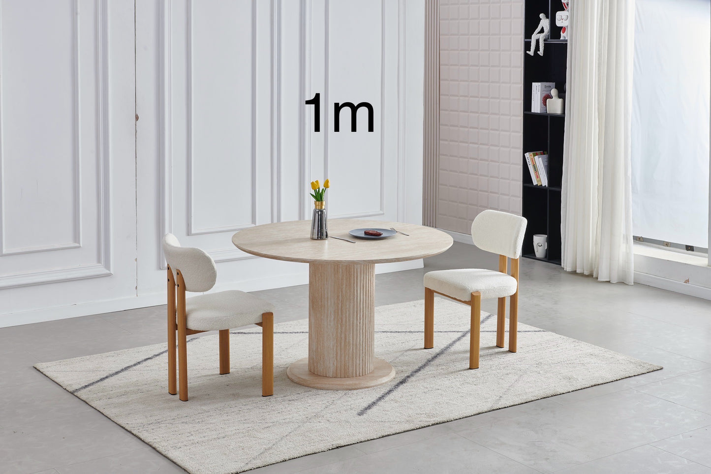 TABLE A MANGER AXEL TRAVERTIN RONDE 1M
