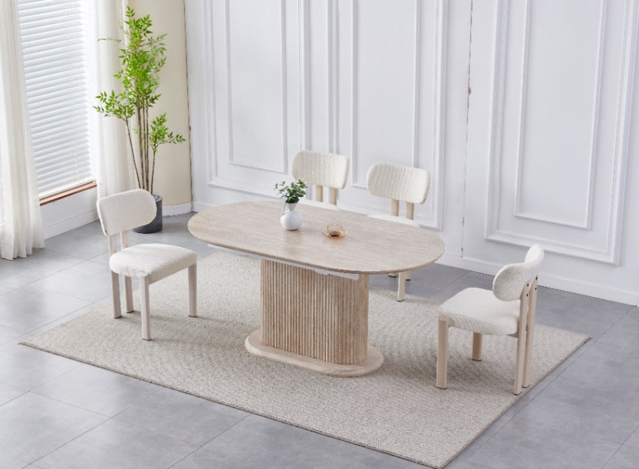 TABLE A MANGER RALLONGE VANESSA TRAVERTIN PLATEAU CERAMIQUE 160-200