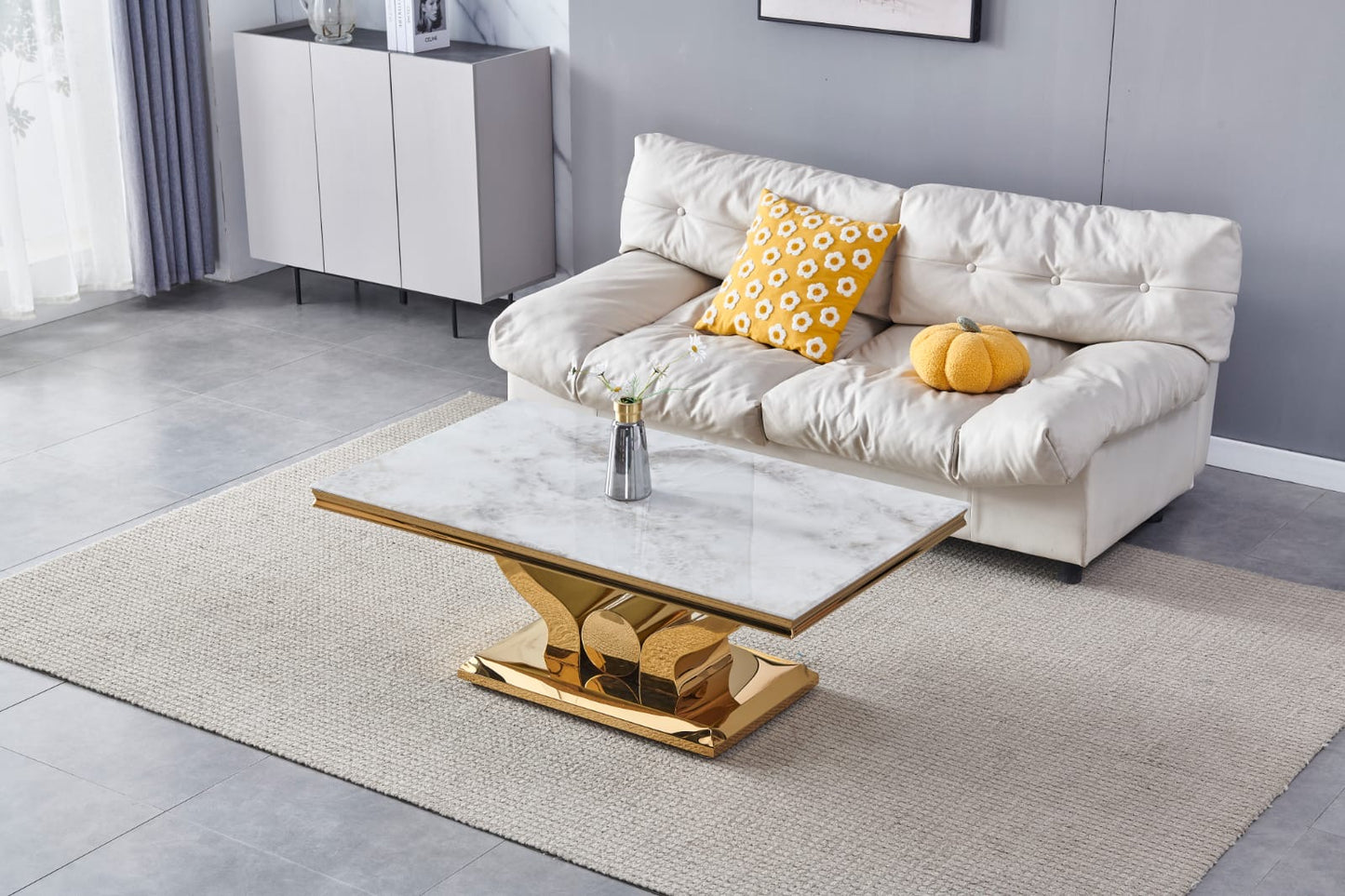 TABLE BASSE TROPHEE DORE MARBRE NOIR