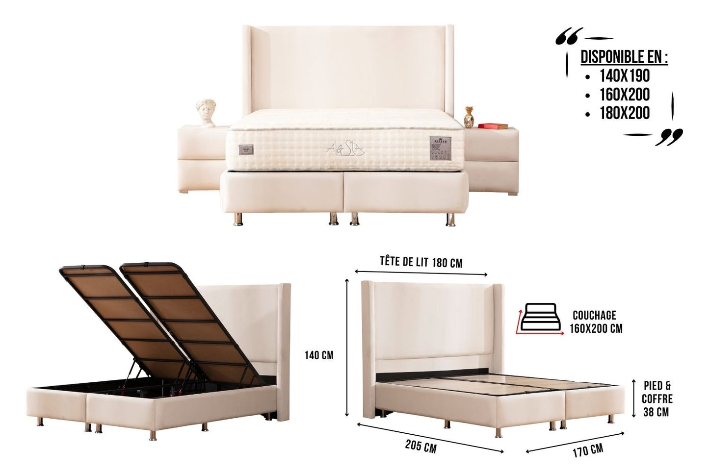 LIT COFFRE COCO BLANC CASSÉ