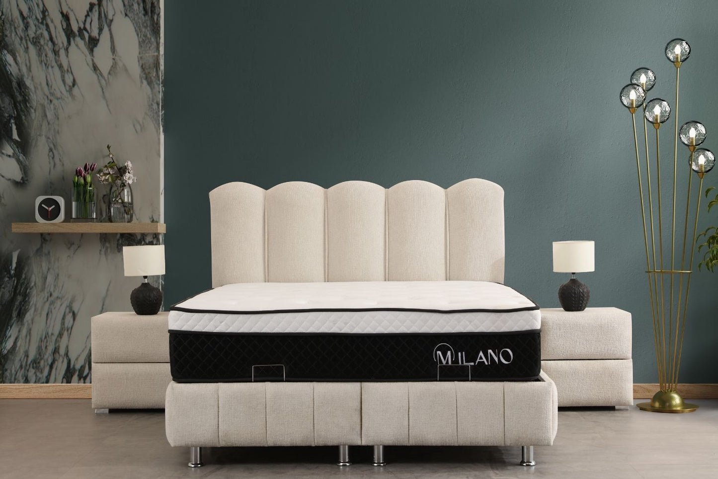 LIT COFFRE EVA BLANC CASSE - CHENILLE