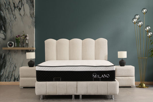 LIT COFFRE EVA BLANC CASSE - CHENILLE