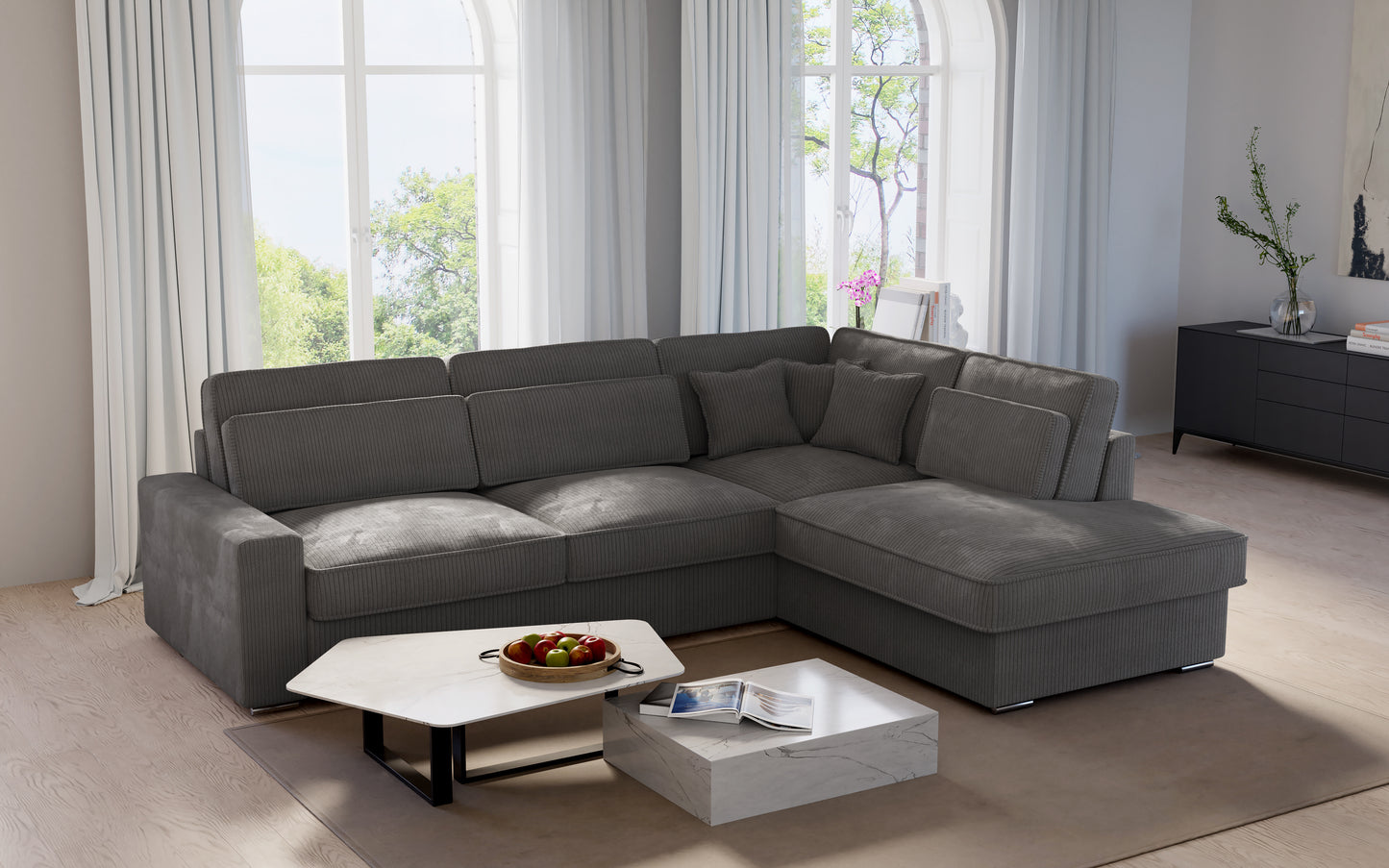 Canapé Lexus - Côtelé Gris Anthracite