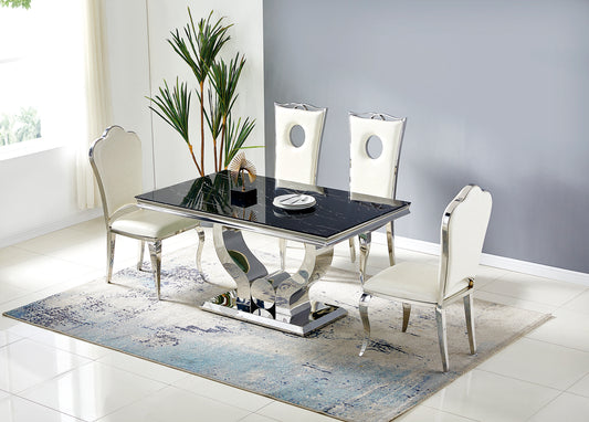 TABLE TROPHEE MARBRE CHROME 180