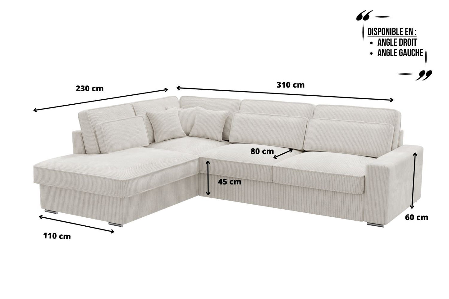 Canapé Lexus - Côtelé blanc cassé