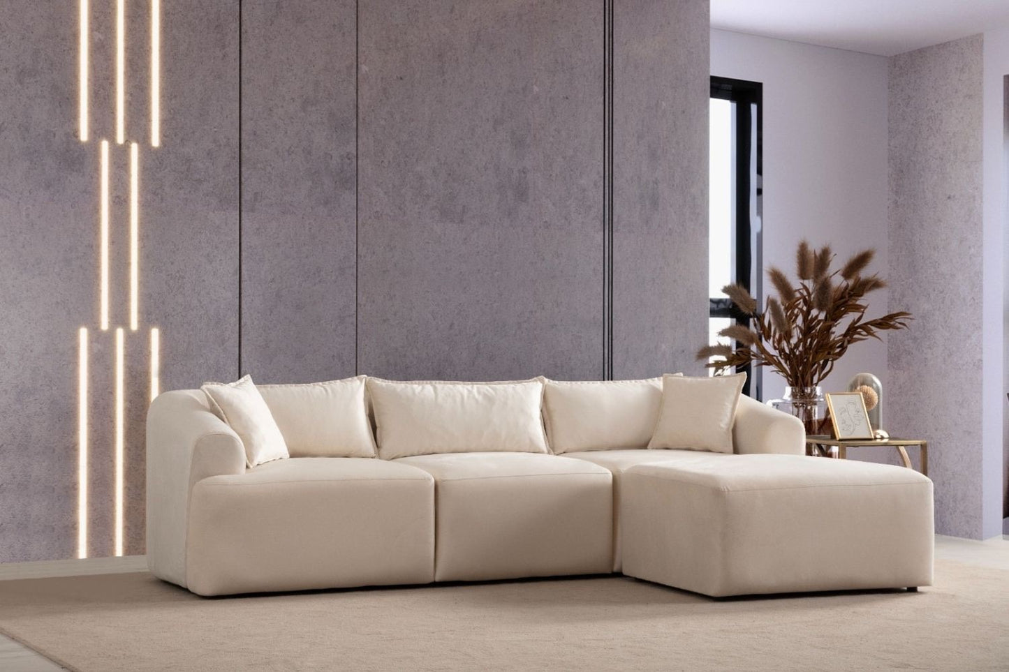 Canapé Mila Velours Blanc Cassé