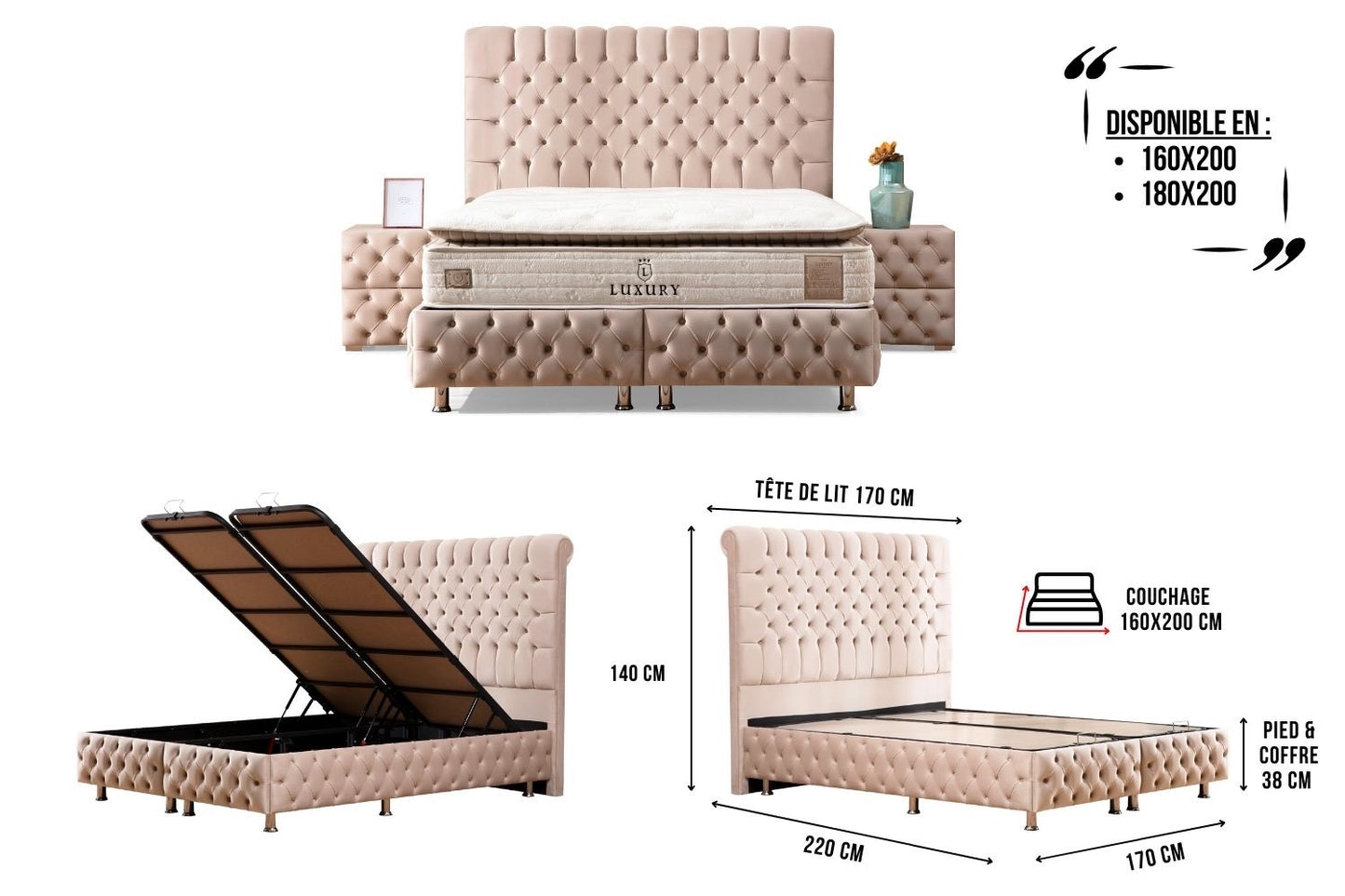 LIT COFFRE Luna Beige