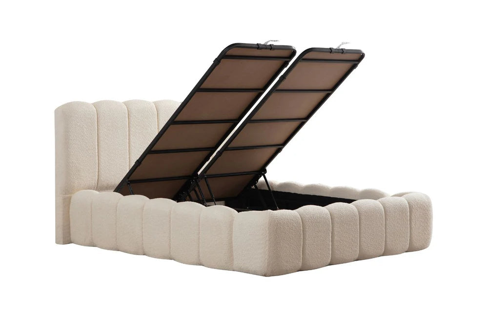 LIT COFFRE ALYA BLANC CASSÉ CHENILLE