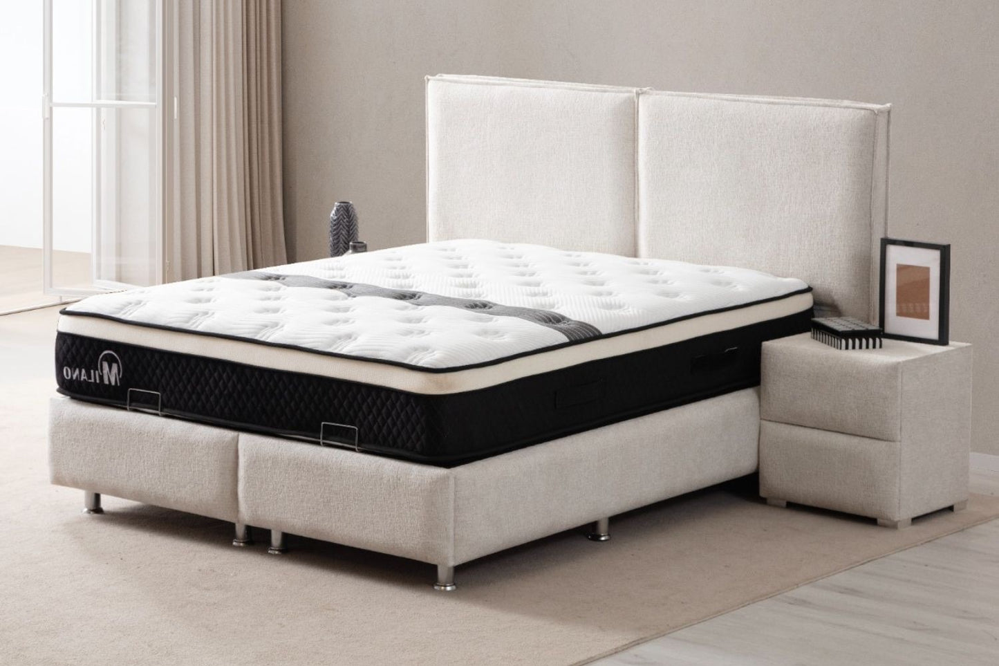 LIT COFFRE MAYA BLANC CASSÉ CHENILLE