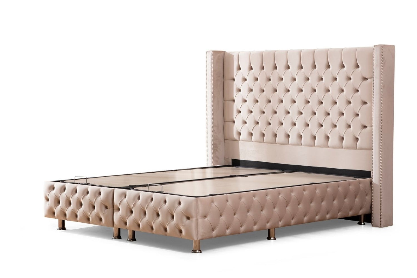 LIT COFFRE Clouté Beige