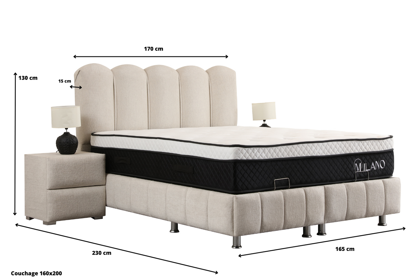 LIT COFFRE EVA BLANC CASSE - CHENILLE