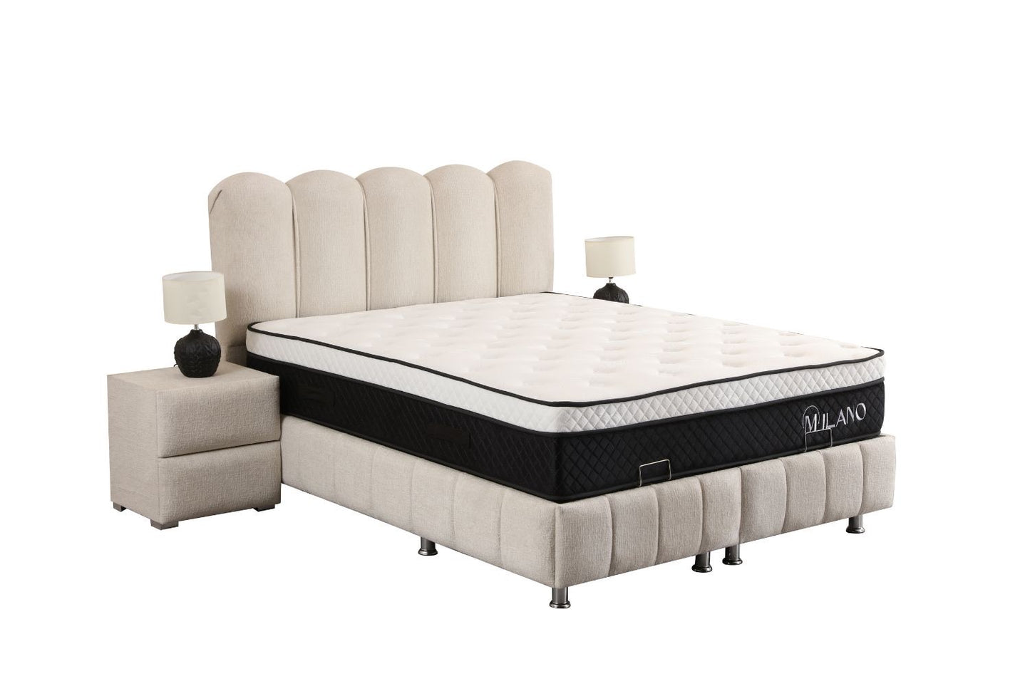 LIT COFFRE EVA BLANC CASSE - CHENILLE