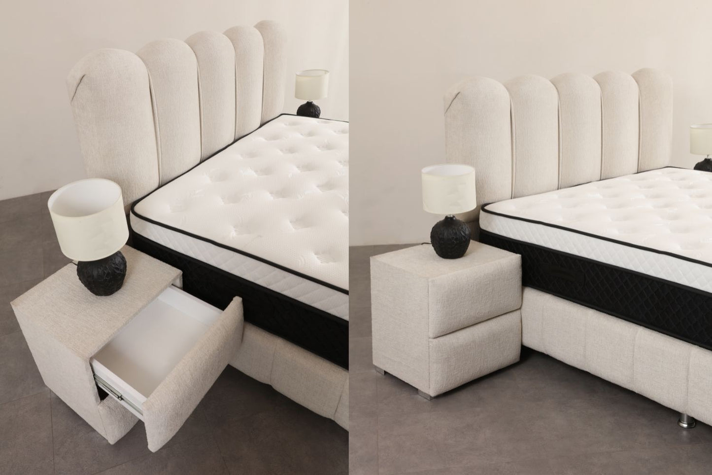 LIT COFFRE EVA BLANC CASSE - CHENILLE