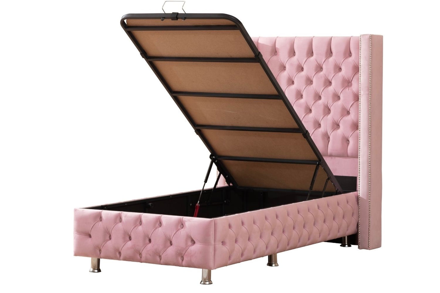 LIT COFFRE CLOUTÉ ROSE - ENFANT