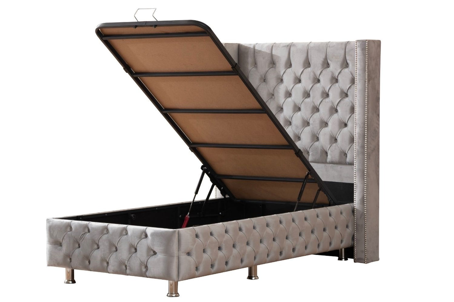 LIT COFFRE CLOUTÉ GRIS - ENFANT