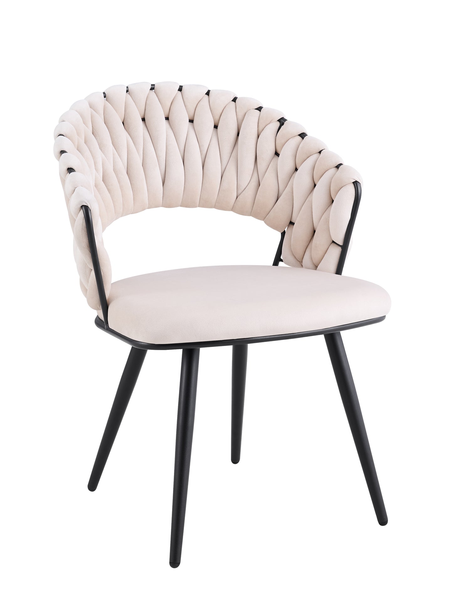 CHAISE CAROLINA PIEDS METAL NOIR VELOURS BEIGE