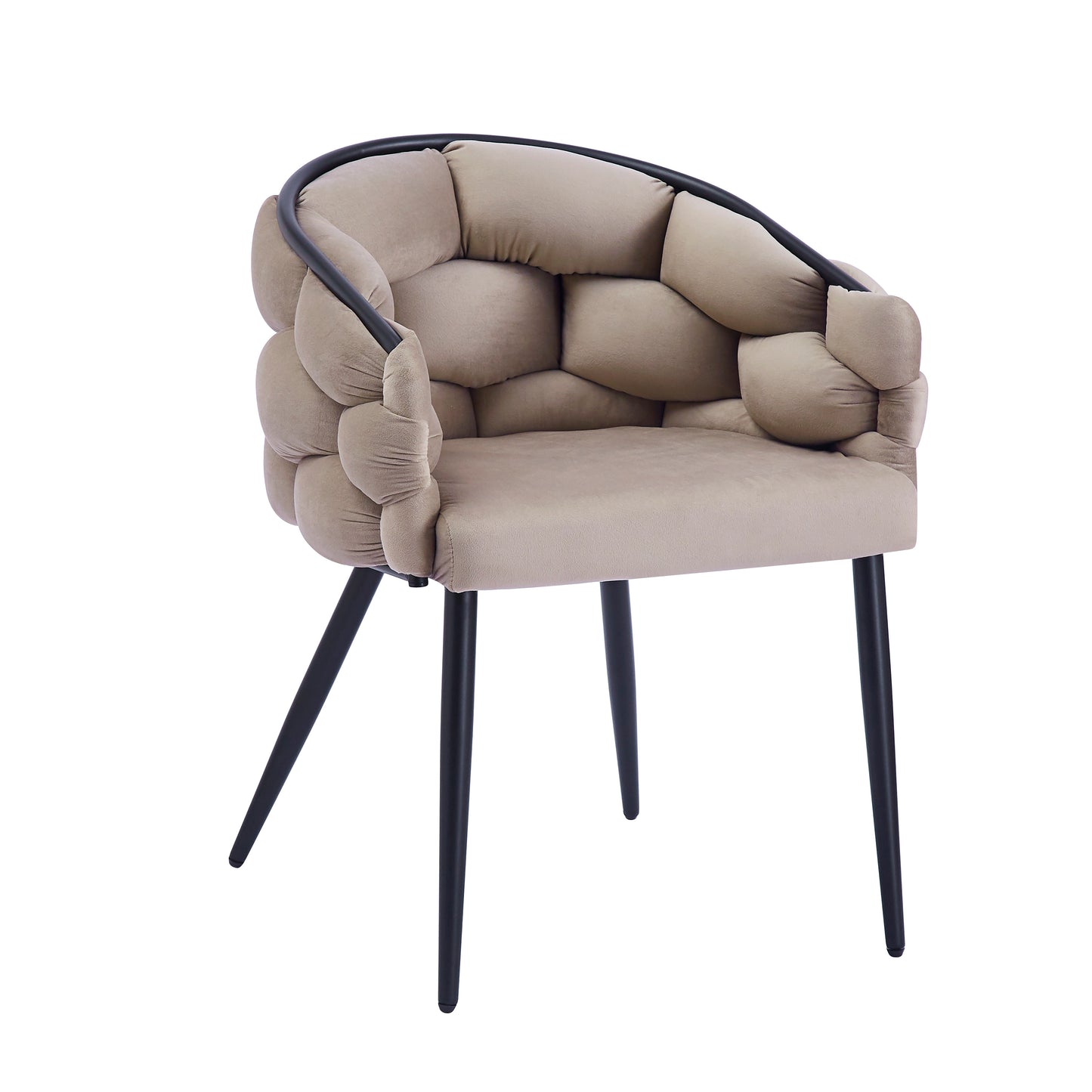 CHAISE BALLON METAL NOIR BEIGE