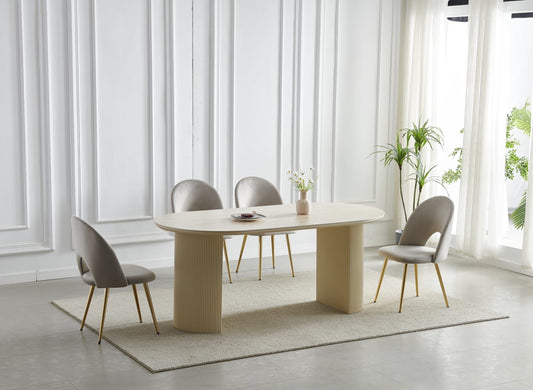 TABLE A MANGER CALYPSO TRAVERTIN CERAMIQUE 180