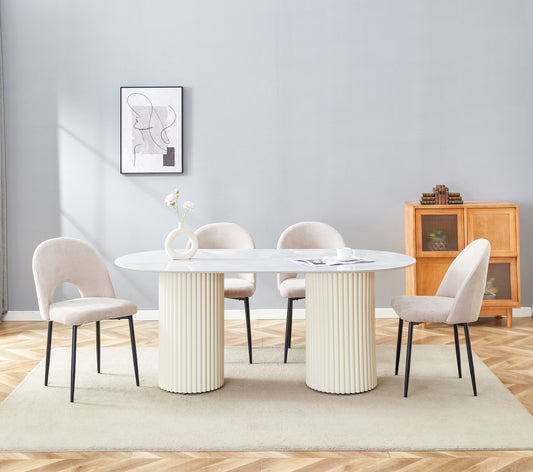 TABLE A MANGER KEYSHA BEIGE CERAMIQUE MOKA 180x90cm