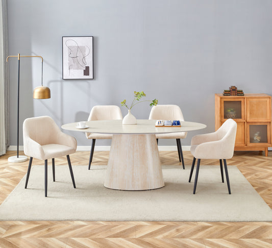 TABLE REPAS OVA TRAVERTIN CERAMIQUE TRAVERTIN 180CM