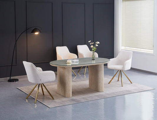 TABLE A MANGER ROXY EFFET TRAVERTIN PLATEAU TRANSPARENT 160X90X75