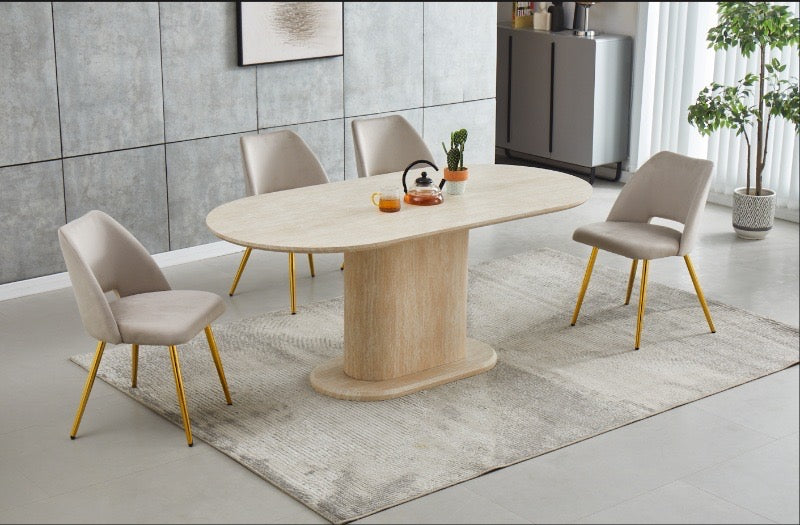 TABLE A MANGER LÉA TRAVERTIN