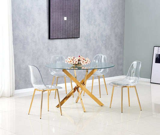 TABLE REPAS JESSICA GOLD TRANSPARENT 100x75cm
