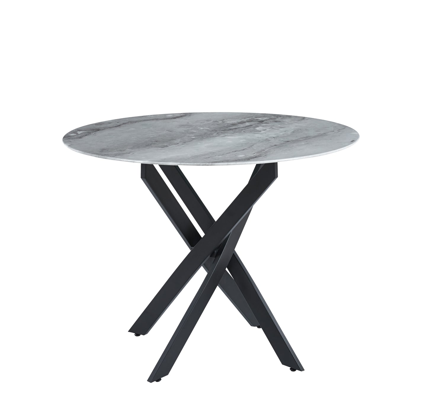 TABLE REPAS JESSICA METAL NOIR MARBRE GREIGE 100x75cm