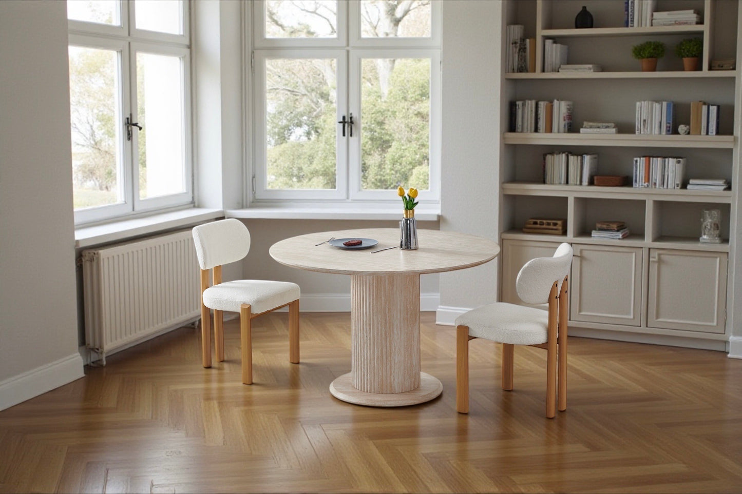 TABLE A MANGER AXEL TRAVERTIN RONDE 1M