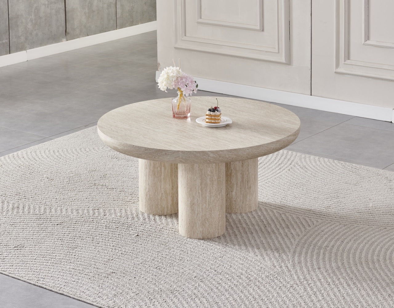 TABLE BASSE EFFET TRAVERTIN MAYA 90CM