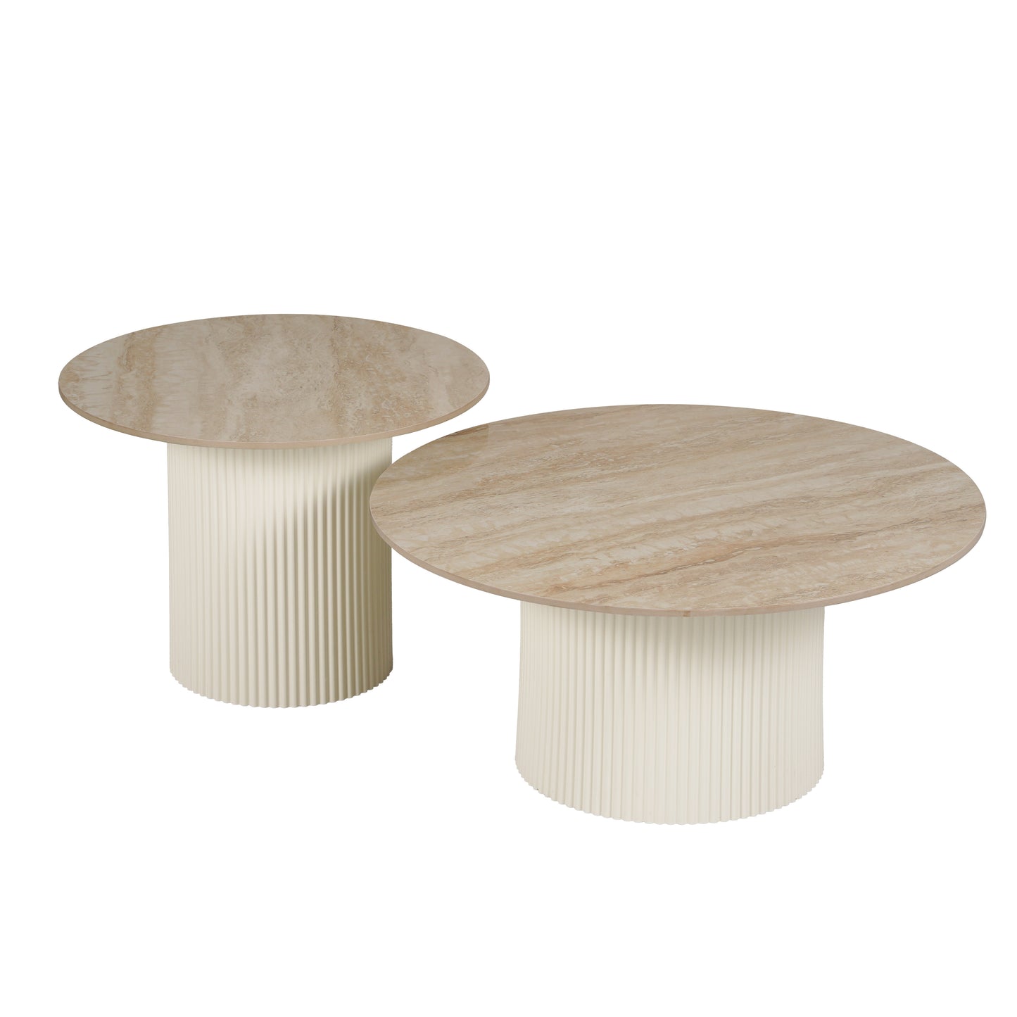 TABLE BASSE MINA PIED NOYER PLATEAU CERAMIQUE TRAVERTIN BRILLANT