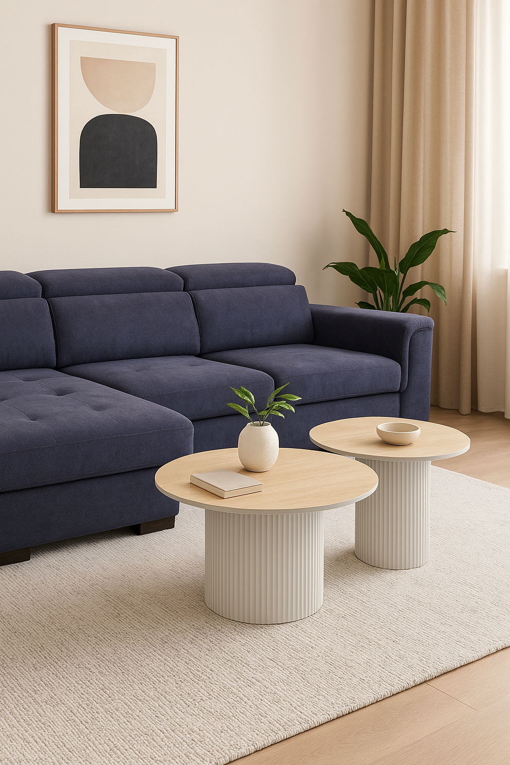 TABLE BASSE MINA PIED NOYER PLATEAU CERAMIQUE TRAVERTIN MAT