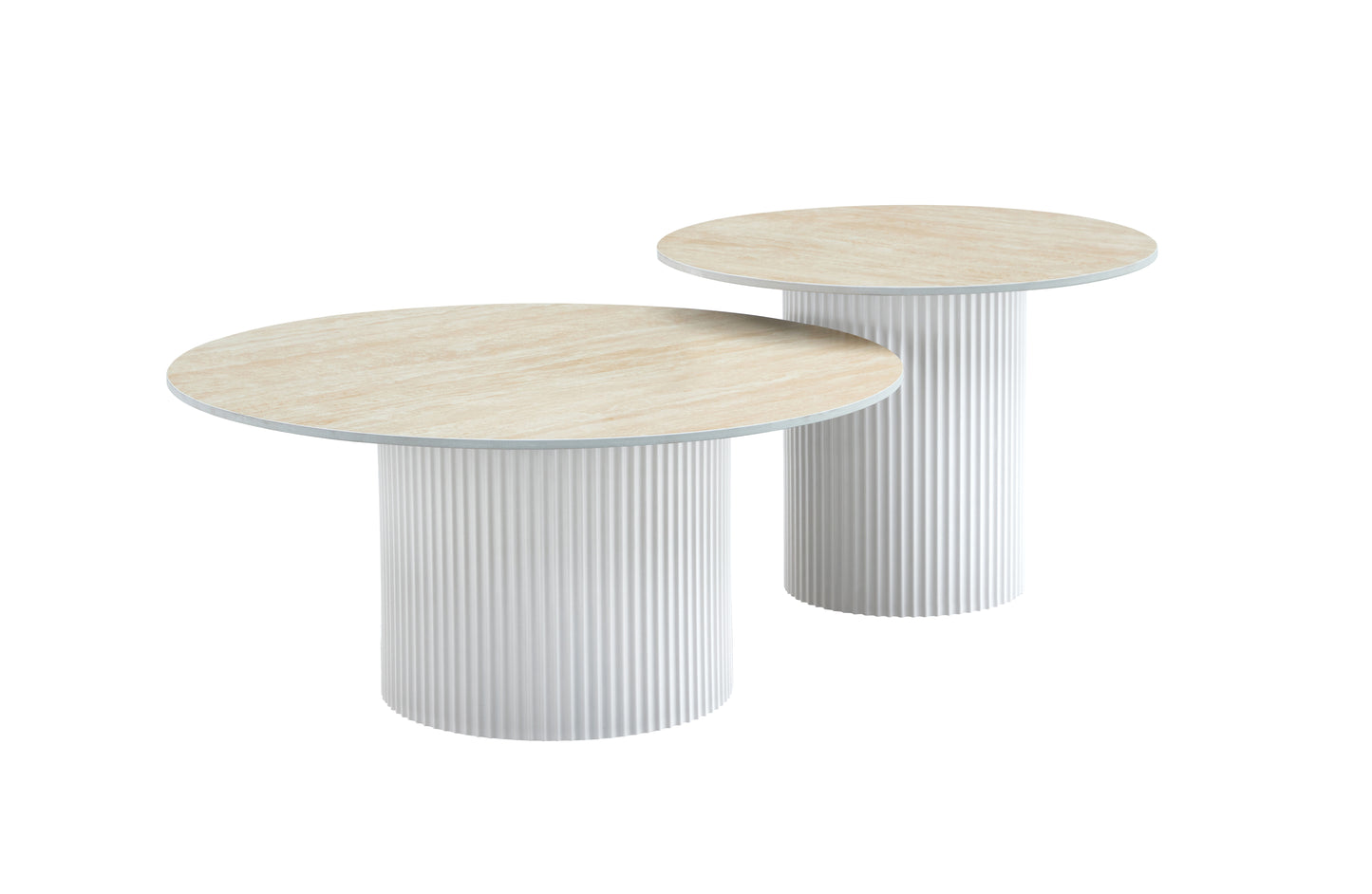 TABLE BASSE MINA PIED NOYER PLATEAU CERAMIQUE TRAVERTIN MAT