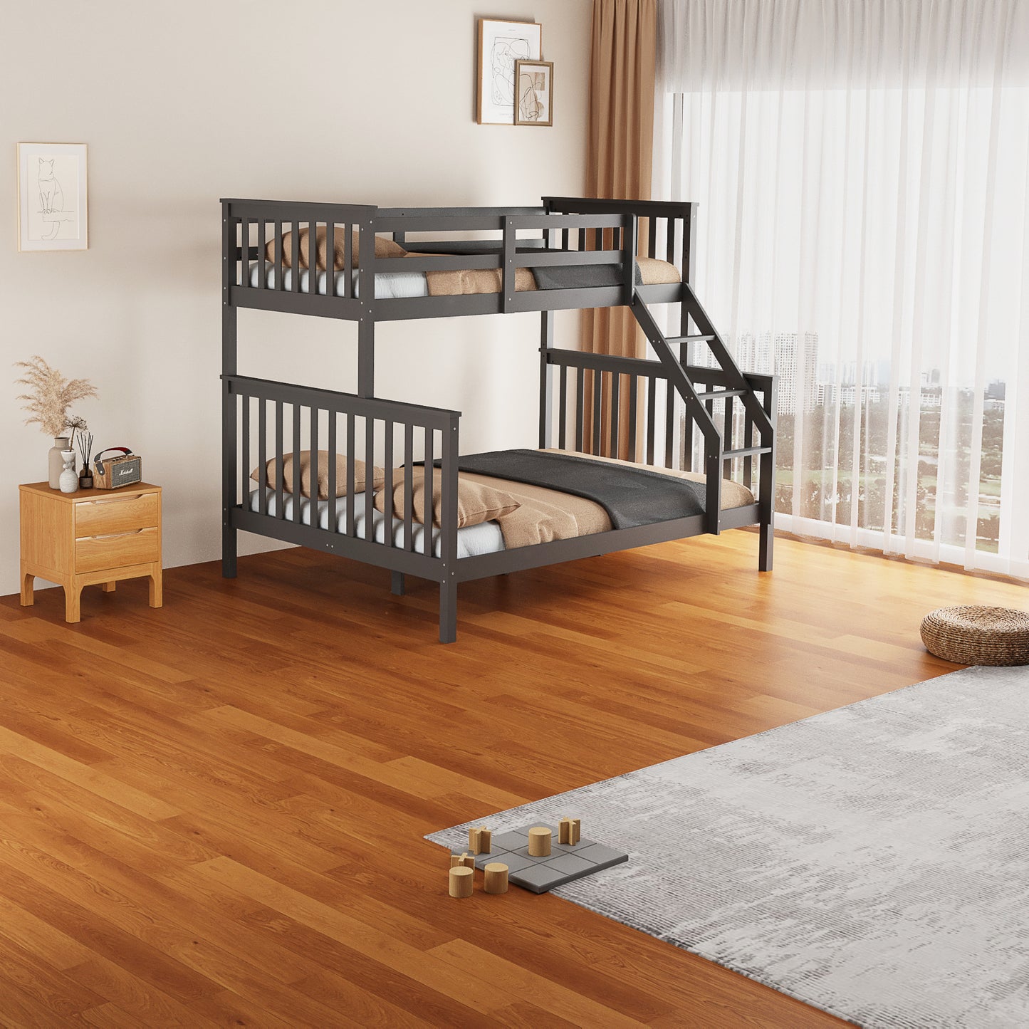 LIT SUPERPOSE BATNA EN BOIS 2+1