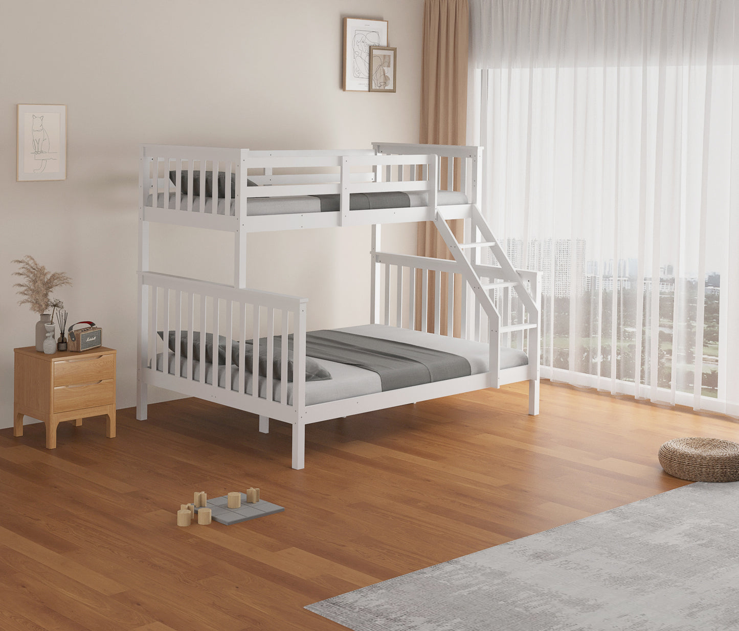 LIT SUPERPOSE BATNA EN BOIS 2+1