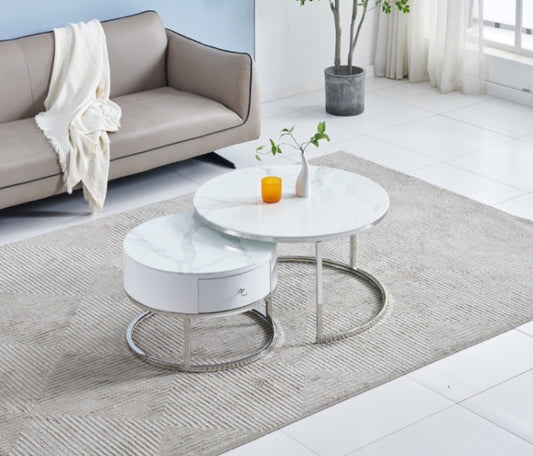 TABLE BASSE GIGOGNE DUO TIROIR ARGENT